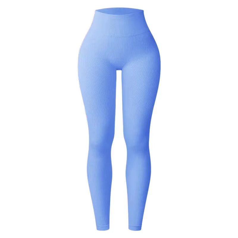 Women'S Seamless Knitted Thread Yoga Pants High Waisted Sports Leggings Hip Lifting Running Training Slimming and Fashionable