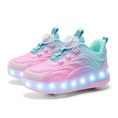 Two Wheels Children'S Led Light Roller Skate Shoes for Kids Boys Girls Glowing Sports Luminous Sneakers Skateboard USB Charging