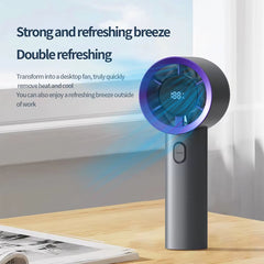 Portable Handheld Mini Fan USB Rechargeable 5 Speed Electric Fan with LED Display Screen for Home Office Outdoor Travel Camping