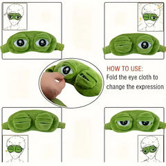 3D Cute Frog Sleep Eye Mask Natural Protector Lunch Break Women Men Soft Portable for Travel Office Room Relieve Stress Anxiety