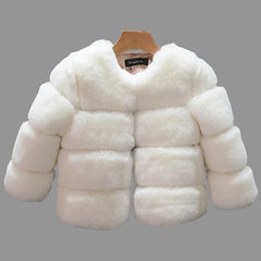 Girls Faux Fur Coat Winter Children Girls Long Sleeve Christmas Jacket Warm Kids Girls Coat Girls Outerwear Clothing