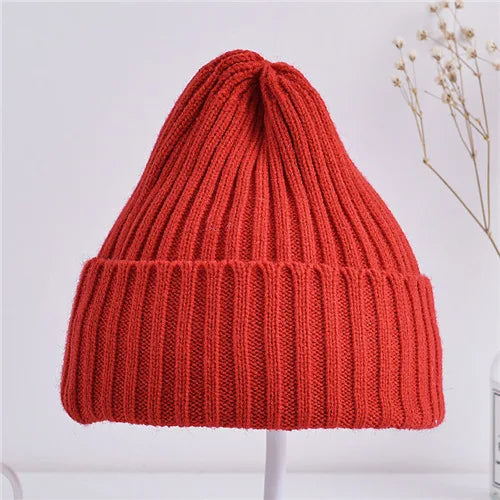 Baby Kids Ribbed Knitted Beanie Hats for Girls Boys Casual Toddlers Windproof Cap 6M-4Years Baby Photography Props Accessories