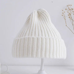 Baby Kids Ribbed Knitted Beanie Hats for Girls Boys Casual Toddlers Windproof Cap 6M-4Years Baby Photography Props Accessories