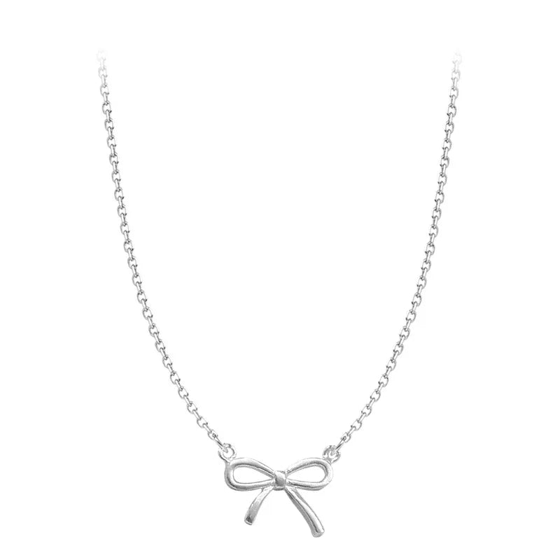 Delicate Silver Color Bowknot Pendant Necklaces for Women Unique Design Fashion Handmade Jewelry Gift