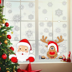 Christmas Window Electrostatic Sticker Cartoon Santa Claus Elk Snowflake Glass Sticker Merry Christmas Decor Happy New Year 2026