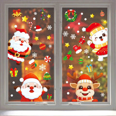 Christmas Window Electrostatic Sticker Cartoon Santa Claus Elk Snowflake Glass Sticker Merry Christmas Decor Happy New Year 2026