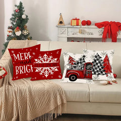 4Pcs Christmas Pillow Covers 45X45Cm Pillowcases Navidad Xmas Throw Pillow Covers for Home Sofa Couch Christmas Decorations 2025