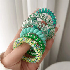 6Pcs Sweet Cute Colorful Spiral Hair Ties Resin Jelly Coil Hair Rings Elastic Women Girls Ponytail Holders Hair Accessories