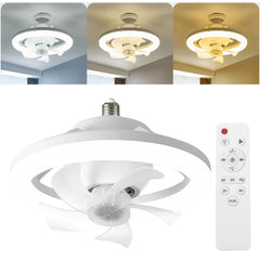 Ceiling Fan LED Lamp with E27 Base 3 Speed E27 Socket Fan LED Light Silent Chandelier Ceiling Fan 3 Colors Dimmable/Rgb Dimmable