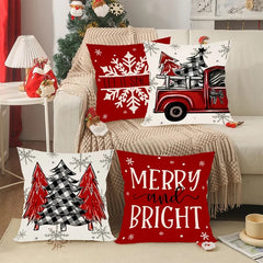 4Pcs Christmas Pillow Covers 45X45Cm Pillowcases Navidad Xmas Throw Pillow Covers for Home Sofa Couch Christmas Decorations 2025