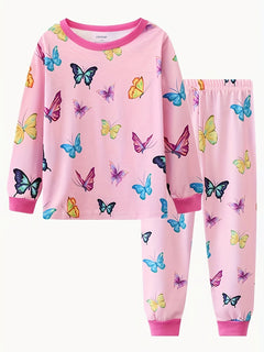 Girls Unicorn Cartoon Long Sleeve Pajamas Two Piece Set