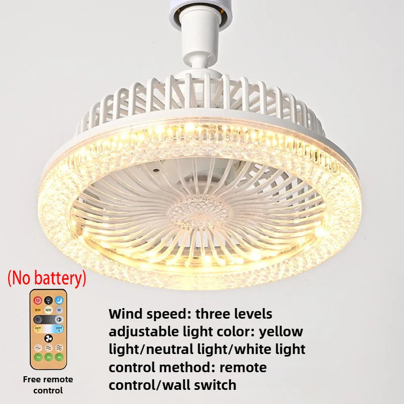 Smart Remote Control Ceiling Fan with LED Lighting Ceiling Fan with Lights Remote Control E27 Converter Base for Living Room