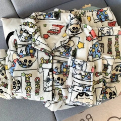 Plus Size Sleepwear Women'S Flannel Thickened Winter Warm Home Clothes Set Pink Bear Cross-Border Online Live Broadcast