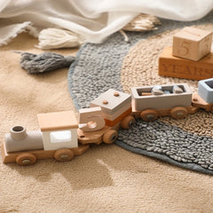 Wooden Train Birthday Toy Montessori Toys Baby Educational Toys Wooden Trolley Baby Learning Toys Number of Wood Baby'S Toys