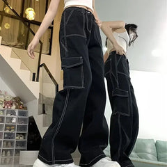 Jeans Women'S Straight-Leg Loose-Fit Spring Autumn/Winter 2025 New High-Waisted Slimming Petite Wide-Leg Cargo Pants