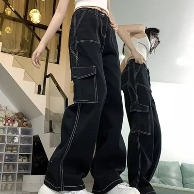 Jeans Women'S Straight-Leg Loose-Fit Spring Autumn/Winter 2025 New High-Waisted Slimming Petite Wide-Leg Cargo Pants
