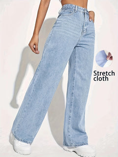 Four-Season Pure Color CPUY Brand Women'S Fashion Straight-Leg Stretch Denim without a Belt Popular Autumn and Spring Style