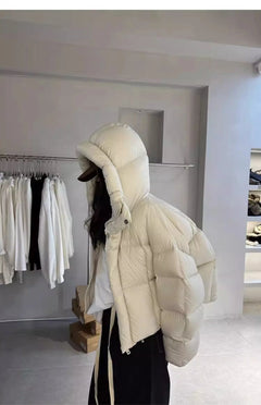 Trendy American Sle Women'S Ort Cotton Jaet Coat with Hood Winter Faion Small Size Design Sense Bread Clothes