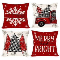 4Pcs Christmas Pillow Covers 45X45Cm Pillowcases Navidad Xmas Throw Pillow Covers for Home Sofa Couch Christmas Decorations 2025