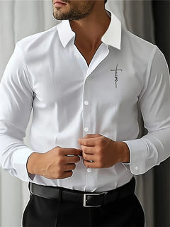 New Fashion Solid Color Men'S Professional Shirt Temperament Buttons Shirt Long-Sleeved Lapel Casual Comfortable Spring Clothing