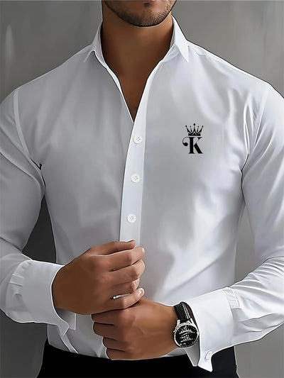 New Fashion Solid Color Men'S Professional Shirt Temperament Buttons Shirt Long-Sleeved Lapel Casual Comfortable Spring Clothing