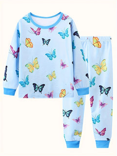 Girls Unicorn Cartoon Long Sleeve Pajamas Two Piece Set