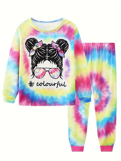Girls Unicorn Cartoon Long Sleeve Pajamas Two Piece Set