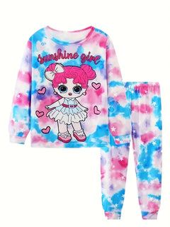 Girls Unicorn Cartoon Long Sleeve Pajamas Two Piece Set