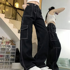 Jeans Women'S Straight-Leg Loose-Fit Spring Autumn/Winter 2025 New High-Waisted Slimming Petite Wide-Leg Cargo Pants