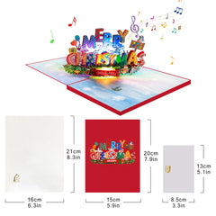 Musical Christmas Card, 3D Pop up Christmas Card with Music Light