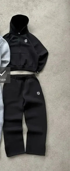 2025 European and American Fashion Embroidery Design Men Clothing Set Y2K Street Harajuku Gothic Loose Couple Casual Tracksuit