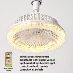 Smart Remote Control Ceiling Fan with LED Lighting Ceiling Fan with Lights Remote Control E27 Converter Base for Living Room