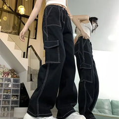 Jeans Women'S Straight-Leg Loose-Fit Spring Autumn/Winter 2025 New High-Waisted Slimming Petite Wide-Leg Cargo Pants