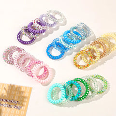 6Pcs Sweet Cute Colorful Spiral Hair Ties Resin Jelly Coil Hair Rings Elastic Women Girls Ponytail Holders Hair Accessories