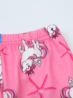Girls Unicorn Cartoon Long Sleeve Pajamas Two Piece Set