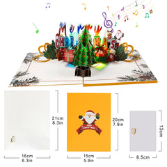 Musical Christmas Card, 3D Pop up Christmas Card with Music Light