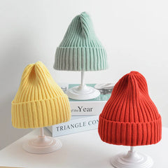 Baby Kids Ribbed Knitted Beanie Hats for Girls Boys Casual Toddlers Windproof Cap 6M-4Years Baby Photography Props Accessories