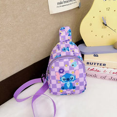 Stitch & Angel Sling Chest Bag, Cartoon Anime Crossbody Bag, Fashionable Casual Shoulder Bag with Coin Purse for Daily Travel