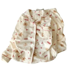 Plus Size Sleepwear Women'S Flannel Thickened Winter Warm Home Clothes Set Pink Bear Cross-Border Online Live Broadcast