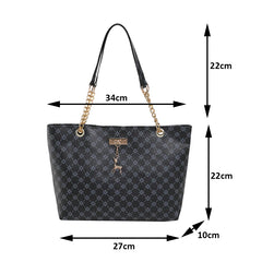New Presbyopia Handbag Texture Soft Leather Large Capacity Tote Women Bag with Hanging Accessories Shoulder Bag