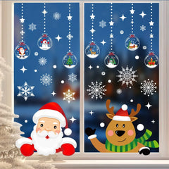 Christmas Window Electrostatic Sticker Cartoon Santa Claus Elk Snowflake Glass Sticker Merry Christmas Decor Happy New Year 2026