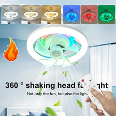 Ceiling Fan LED Lamp with E27 Base 3 Speed E27 Socket Fan LED Light Silent Chandelier Ceiling Fan 3 Colors Dimmable/Rgb Dimmable
