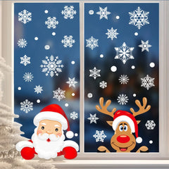 Christmas Window Electrostatic Sticker Cartoon Santa Claus Elk Snowflake Glass Sticker Merry Christmas Decor Happy New Year 2026