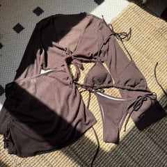 Solid Sexy Bikinis Female Swimsuits Women'S Four-Piece Swimwear Beach Swim Wear Bathing Suits Brazilian Bikini Set Pool Bather