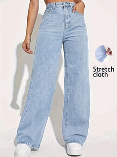 Four-Season Pure Color CPUY Brand Women'S Fashion Straight-Leg Stretch Denim without a Belt Popular Autumn and Spring Style