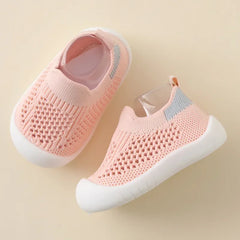 Spring Summer Toddler Shoes Breathable Knitted Kids Sneakers Boys Slip-On Tennis Shoes Girls Soft Non-Slip School Casual Shoes