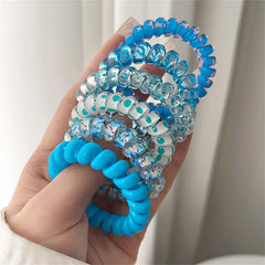 6Pcs Sweet Cute Colorful Spiral Hair Ties Resin Jelly Coil Hair Rings Elastic Women Girls Ponytail Holders Hair Accessories