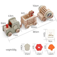 Wooden Train Birthday Toy Montessori Toys Baby Educational Toys Wooden Trolley Baby Learning Toys Number of Wood Baby'S Toys