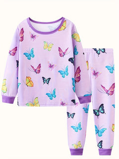 Girls Unicorn Cartoon Long Sleeve Pajamas Two Piece Set