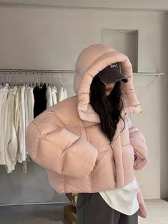 Trendy American Sle Women'S Ort Cotton Jaet Coat with Hood Winter Faion Small Size Design Sense Bread Clothes